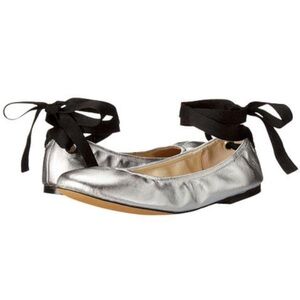 Steve Madden Meow Ankle Wrap silver Ballet Flats Steve Madden flats Madden shoes